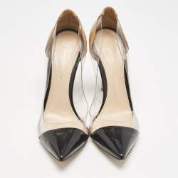 Gianvito Rossi Black/Brown Patent Leather and PVC Plexi Pumps Size 38