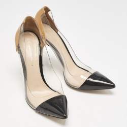 Gianvito Rossi Black/Brown Patent Leather and PVC Plexi Pumps Size 38