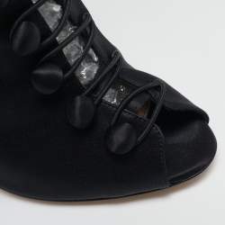 Gianvito Rossi Black Satin Button Knee Length Boots Size 37