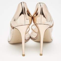 Gianvito Rossi Rose Gold Leather and PVC Leif D'orsay Pumps Size 40