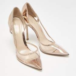 Gianvito Rossi Rose Gold Leather and PVC Leif D'orsay Pumps Size 40