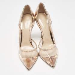 Gianvito Rossi Rose Gold Leather and PVC Leif D'orsay Pumps Size 40