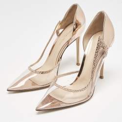 Gianvito Rossi Rose Gold Leather and PVC Leif D'orsay Pumps Size 40