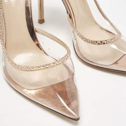 Gianvito Rossi Rose Gold Leather and PVC Leif D'orsay Pumps Size 40