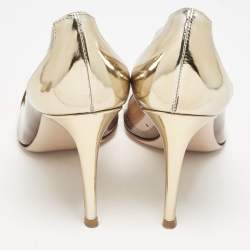 Gianvito Rossi Gold/Brown Leather and PVC Plexi Pumps Size 40