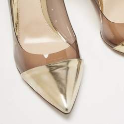 Gianvito Rossi Gold/Brown Leather and PVC Plexi Pumps Size 40