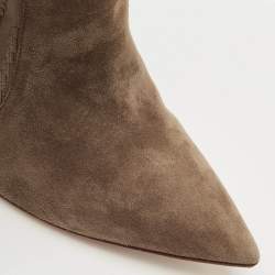 Gianvito Rossi Brown Fabric and Suede Ankle Length Boots Size 38.5