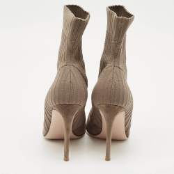 Gianvito Rossi Brown Fabric and Suede Ankle Length Boots Size 38.5
