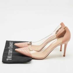 Pre Owned Gianvito Rossi Light Pink Python Leather and PVC Plexi Pointed Toe Pumps Size 42