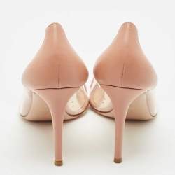 Pre Owned Gianvito Rossi Light Pink Python Leather and PVC Plexi Pointed Toe Pumps Size 42