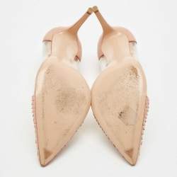 Pre Owned Gianvito Rossi Light Pink Python Leather and PVC Plexi Pointed Toe Pumps Size 42