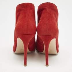 Gianvito Rossi Red Suede Vamp Booties Size 37