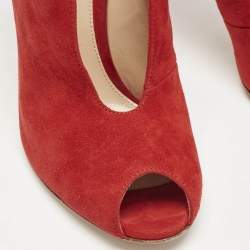Gianvito Rossi Red Suede Vamp Booties Size 37