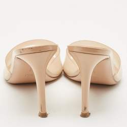 Gianvito Rossi Beige PVC Elle Slide Mules Size 38.5