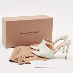 Gianvito Rossi White Leather Alise Slide Sandals Size 37.5