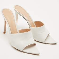 Gianvito Rossi White Leather Alise Slide Sandals Size 37.5
