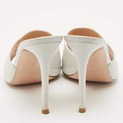 Gianvito Rossi White Leather Alise Slide Sandals Size 37.5