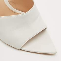 Gianvito Rossi White Leather Alise Slide Sandals Size 37.5