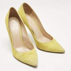 Gianvito Rossi Yellow Suede Pointed Toe Pumps Size 39