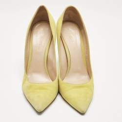 Gianvito Rossi Yellow Suede Pointed Toe Pumps Size 39