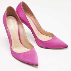 Gianvito Rossi Fuchsia Pink Satin Gianvito 105 Pointed Toe Pumps Size 39