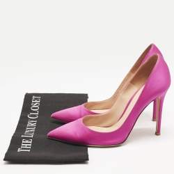 Gianvito Rossi Fuchsia Pink Satin Gianvito 105 Pointed Toe Pumps Size 39