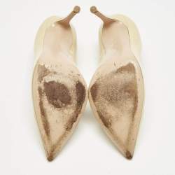 Pre Owned Gianvito Rossi Beige Patent Leather Pointed Toe Pumps Size 39