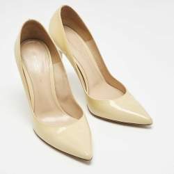 Pre Owned Gianvito Rossi Beige Patent Leather Pointed Toe Pumps Size 39