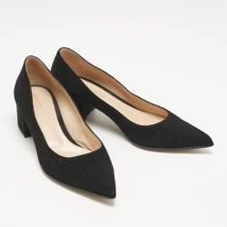 Gianvito Rossi Black Suede Pointed Toe Piper Block Heel Pumps Size 39