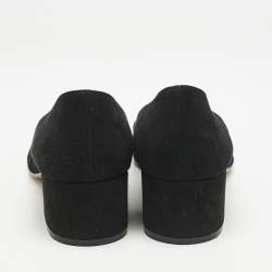 Gianvito Rossi Black Suede Pointed Toe Piper Block Heel Pumps Size 39
