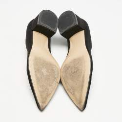 Gianvito Rossi Black Suede Pointed Toe Piper Block Heel Pumps Size 39