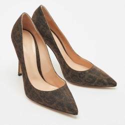 Gianvito Rossi Dark Brown Metallic Lurex Fabric Gianvito Pointed Toe Pumps Size 39