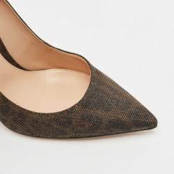 Gianvito Rossi Dark Brown Metallic Lurex Fabric Gianvito Pointed Toe Pumps Size 39