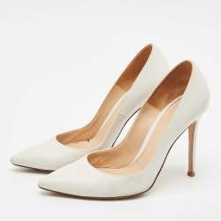 Pre Owned Gianvito Rossi White Leather Gianvito 105 Pointed Toe Pumps Size 39