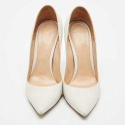 Pre Owned Gianvito Rossi White Leather Gianvito 105 Pointed Toe Pumps Size 39