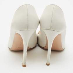 Pre Owned Gianvito Rossi White Leather Gianvito 105 Pointed Toe Pumps Size 39