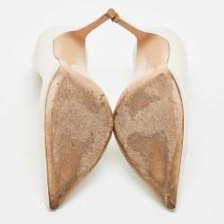 Pre Owned Gianvito Rossi White Leather Gianvito 105 Pointed Toe Pumps Size 39