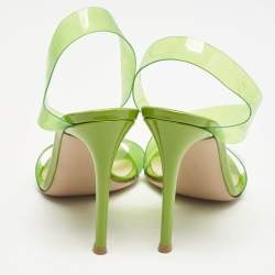 Gianvito Rossi Green PVC Metropolis Strappy Slingback Sandals Size 37