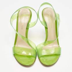 Gianvito Rossi Green PVC Metropolis Strappy Slingback Sandals Size 37