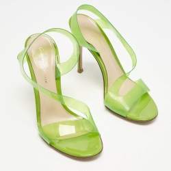 Gianvito Rossi Green PVC Metropolis Strappy Slingback Sandals Size 37