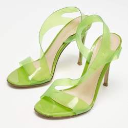 Gianvito Rossi Green PVC Metropolis Strappy Slingback Sandals Size 37