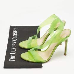 Gianvito Rossi Green PVC Metropolis Strappy Slingback Sandals Size 37