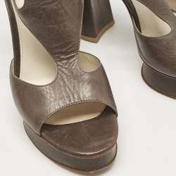 Pre Owned Gianvito Rossi Grey Leather Platform Sandals Size 38.5