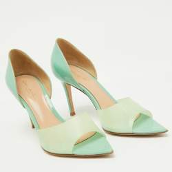 Gianvito Rossi Mint Green PVC and Patent Leather Bree Pumps Size 38.5