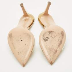 Pre Owned Gianvito Rossi Gold Patent Leather and PVC Elle Slide Sandals Size 35.5