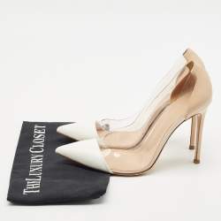 Pre Owned Gianvito Rossi Off White/Beige Leather and PVC Plexi Pumps Size 39