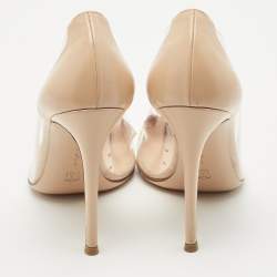 Pre Owned Gianvito Rossi Off White/Beige Leather and PVC Plexi Pumps Size 39