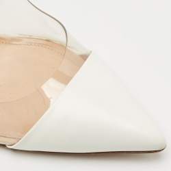 Pre Owned Gianvito Rossi Off White/Beige Leather and PVC Plexi Pumps Size 39