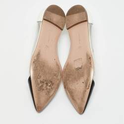 Gianvito Rossi White/Black Patent Leather and PVC Plexi Pointed Toe Ballet Flats Size 38.5