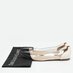 Gianvito Rossi White/Black Patent Leather and PVC Plexi Pointed Toe Ballet Flats Size 38.5
